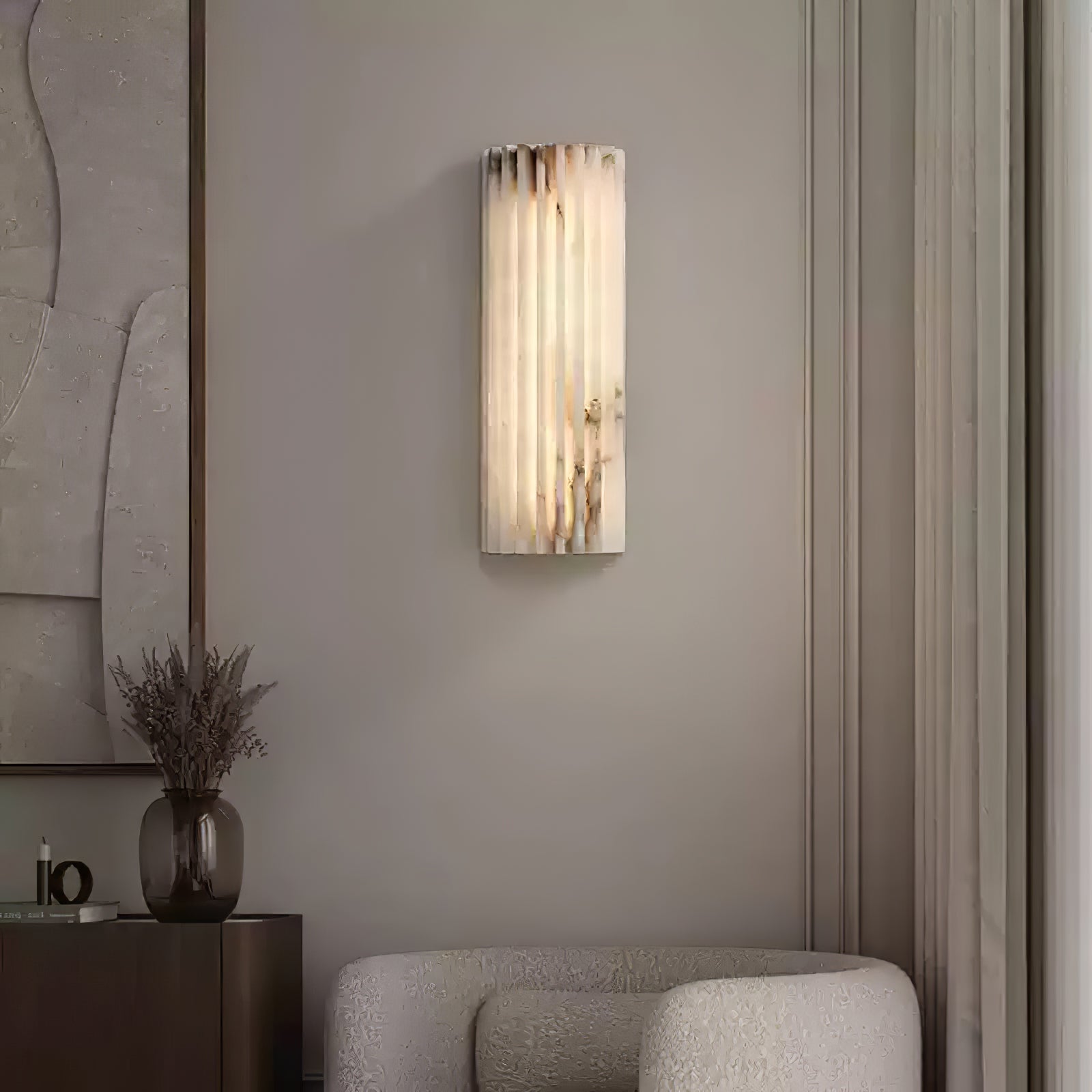 Alvia Alabaster Wall Light - Modern Sconce for Bedroom, Living Room & Hallway - Elegant Dimmable LED Fixture with Soft White Glow