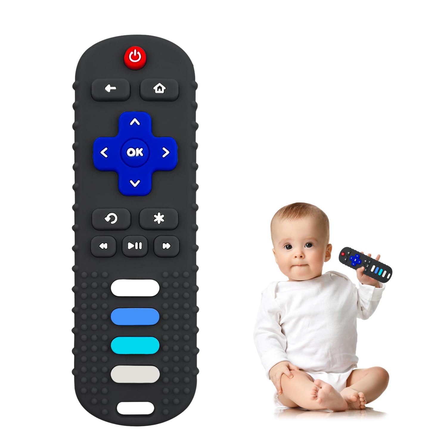 YAPROMO Baby Teething Toys - 2 Pack TV Remote Shaped Teethers, Food Grade Silicone Chew Toy for Infants & Toddlers | Perfect for Soothing Sore Gums at Home or On-the-Go