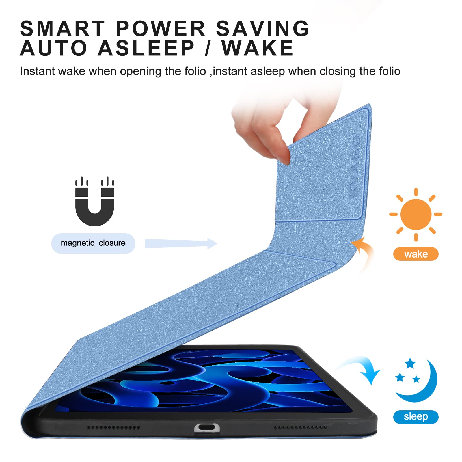 KVAGO Bluetooth Keyboard Case for iPad Air 11-inch (M2) 2024 & iPad Air 5th/4th Gen - Detachable Backlit Keyboard with Pencil Holder, Compatible with iPad Pro 11 4th/3rd/2nd/1st Gen - Perfect for Work, Study & Travel (Blue)