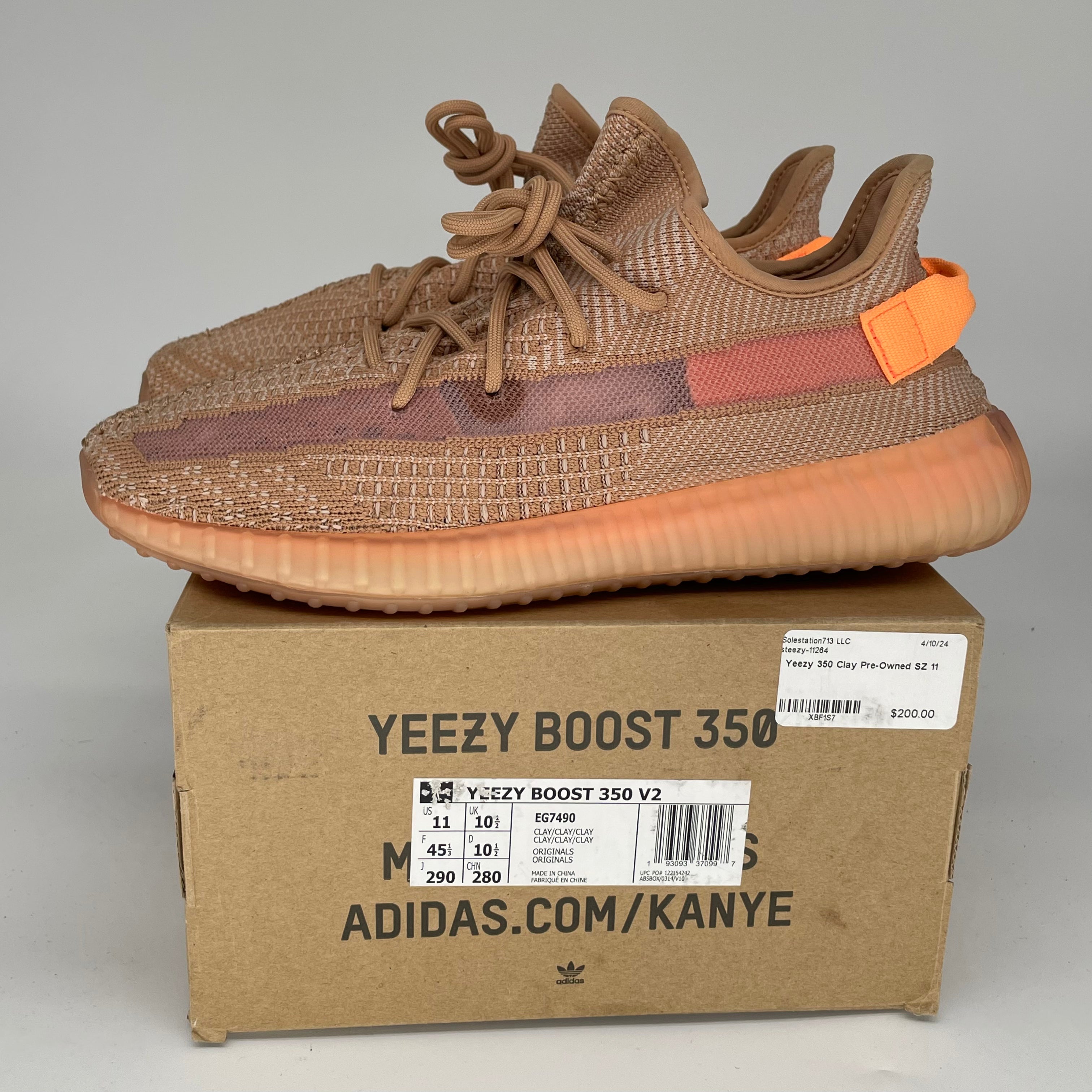 Adidas Yeezy Boost 350 V2 'Clay' Men's Running Shoes - Size 11 [EG7490] | Comfortable Sneakers for Gym, Jogging & Casual Wear