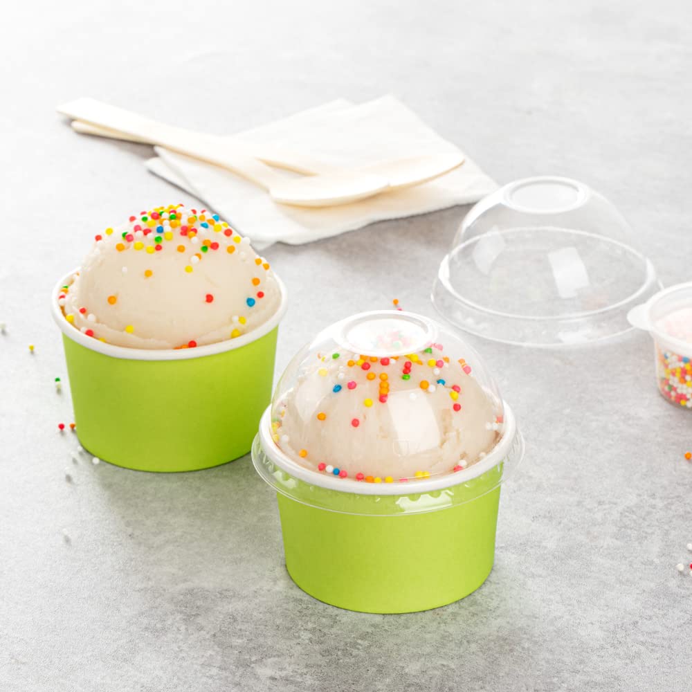 50 Pack Clear Plastic Dome Lids for 3oz Coppetta To-Go Cups | Disposable Dessert Cup Lids | Perfect for Ice Cream, Yogurt & Pudding Takeout | Restaurant & Bakery Supplies