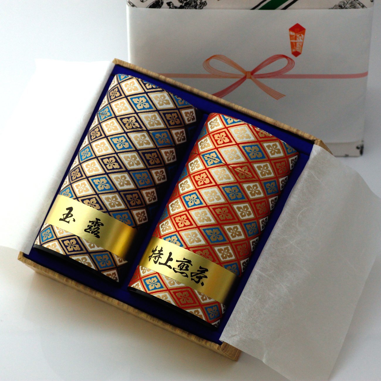 Premium Kyoto Rishuen Gyokuro & Sesame Tea Gift Set - 130g Gyokuro + 130g Kyoto Sencha - Japanese Green Tea Assortment with Elegant Gift Wrapping (MG-502) - Perfect for Tea Lovers, Corporate Gifts & Special Occasions