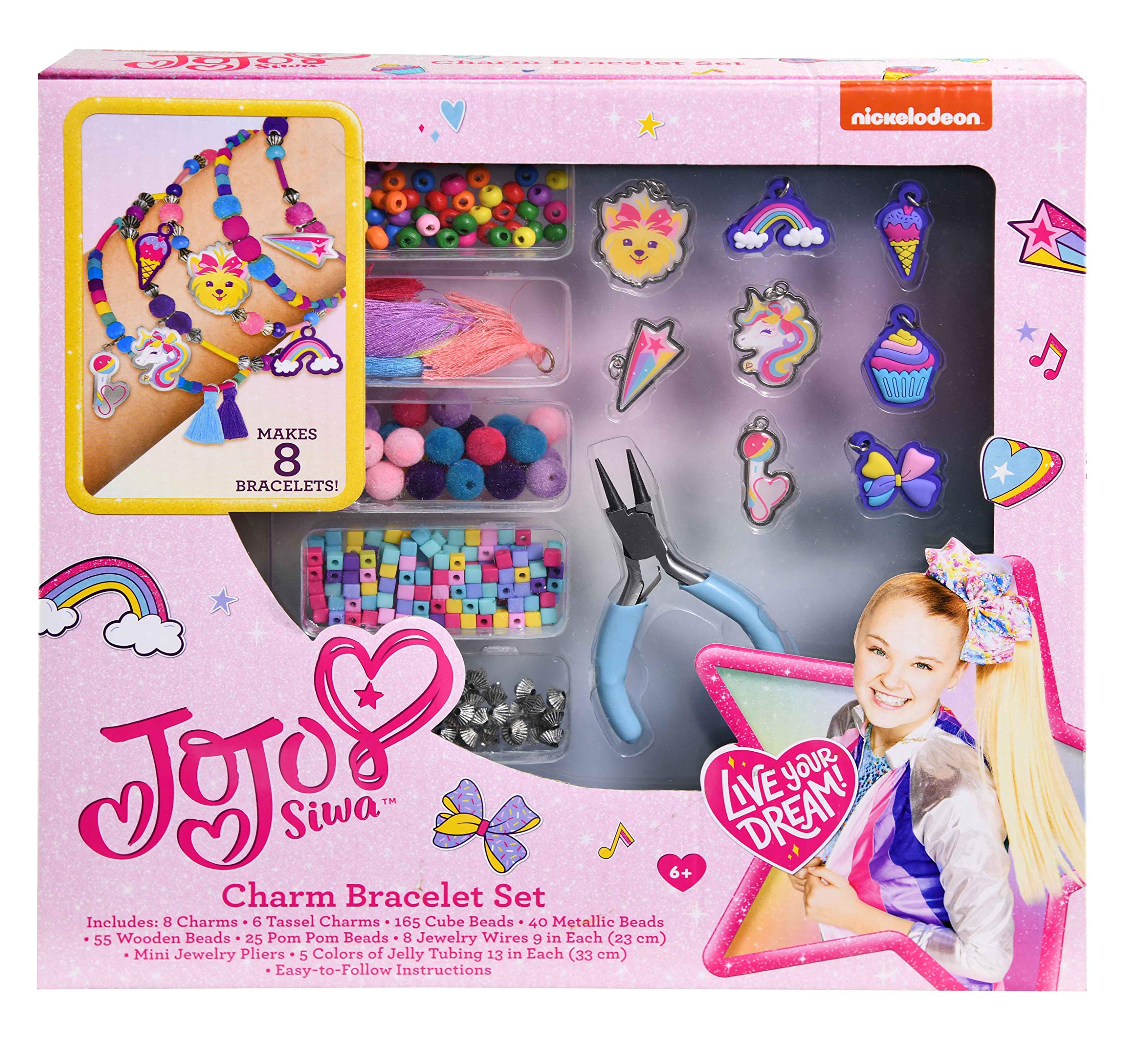 JoJo Siwa Charm Bracelet Set for Girls - 5 Piece Friendship Jewelry Gift Box with Adjustable Beaded Bracelets - Perfect for Birthday, Christmas & Best Friend Gifts