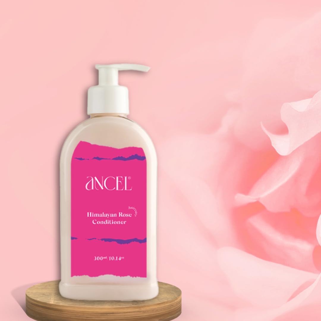 Ancel Himalayan Rose Hair Conditioner 300ml - Hydrating & Volumizing with Rose Hydrosol, Glycerin, Olive Oil & Shea Butter - Deep Cleansing for Men & Women - Perfect for Dry, Damaged Hair & Daily Nourishment