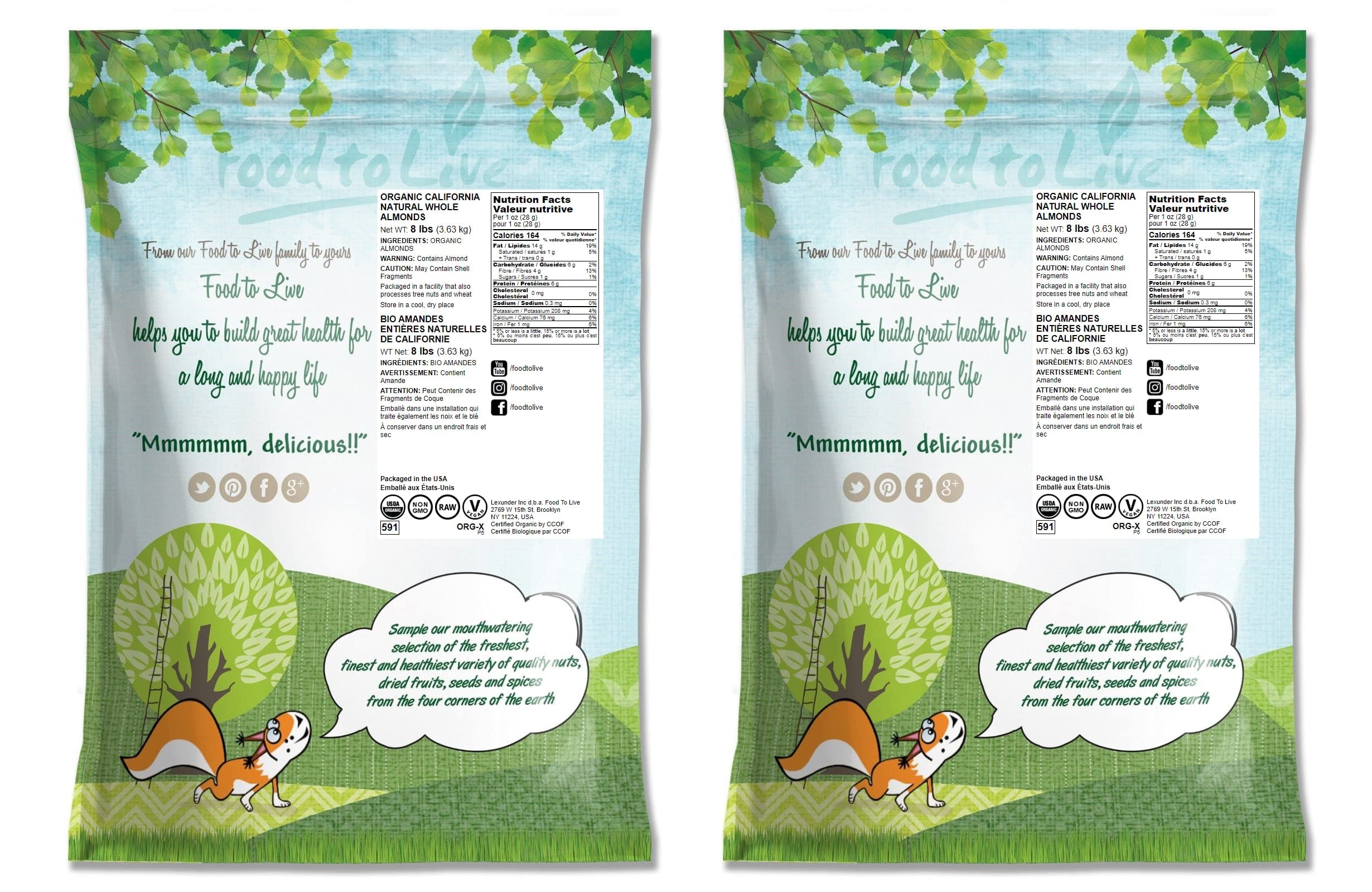 Organic California Almonds, 16 Pounds – Non-GMO, Whole, Unsalted, Unroasted, Keto, Vegan | Bulk Raw Almonds Rich in Vitamin E & Protein | Perfect for Snacking, Almond Milk, Butter, Baking, Desserts, Trail Mix & Healthy Recipes