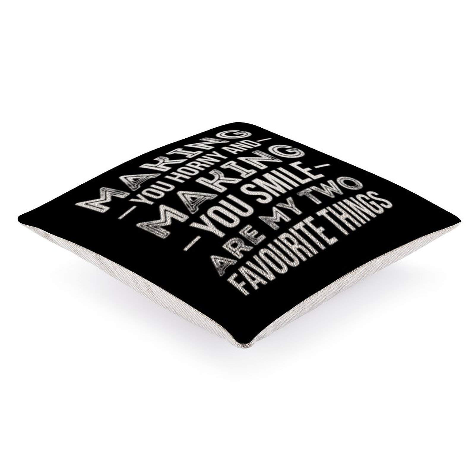 Funny Adult Quote Printed Square Pillow Cover - Invisible Zipper, Dirty Humor Couch Decor for Living Room & Bedroom