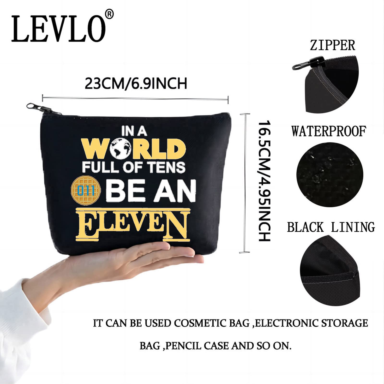 LEVLO Eggo Waffles Themed Cosmetic Bag - Cute Waffle Makeup Pouch for Eggo Fans - Perfect Gift for Breakfast Lovers - Use for Travel, School or Everyday Makeup Storage