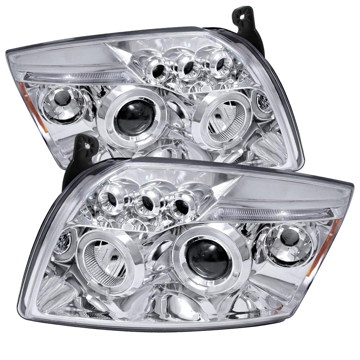 2007-2012 Dodge Caliber LED Halo Projector Headlights with Clear Lens - Smoked Black Housing - DRL & Turn Signal Lights - Upgrade for Night Driving & Custom Look
