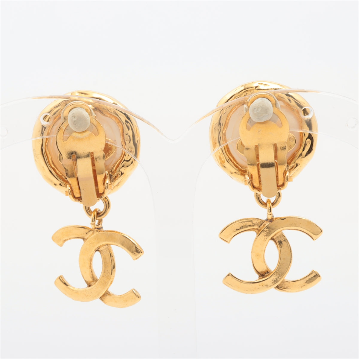 Chanel Pearl Drop CC Logo Gold Clip-On Earrings - Luxury Costume Jewelry for Women - Perfect for Parties, Weddings & Special Occasions