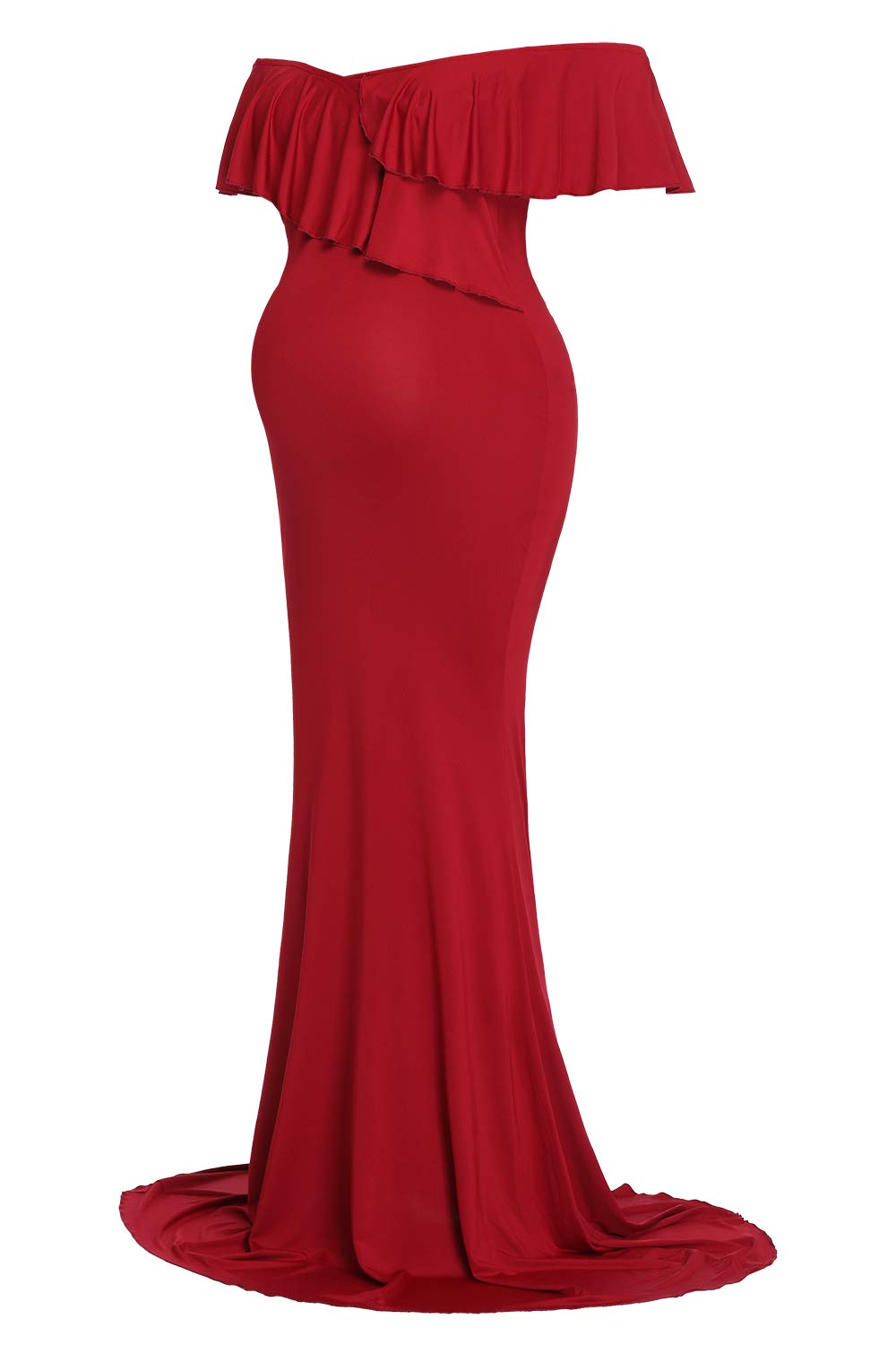 Stylish Long Maternity Dress for Photoshoot - Stretchy Pregnancy Maxi Dress with Ruffle Details - Perfect for Baby Showers, Maternity Photos & Special Occasions