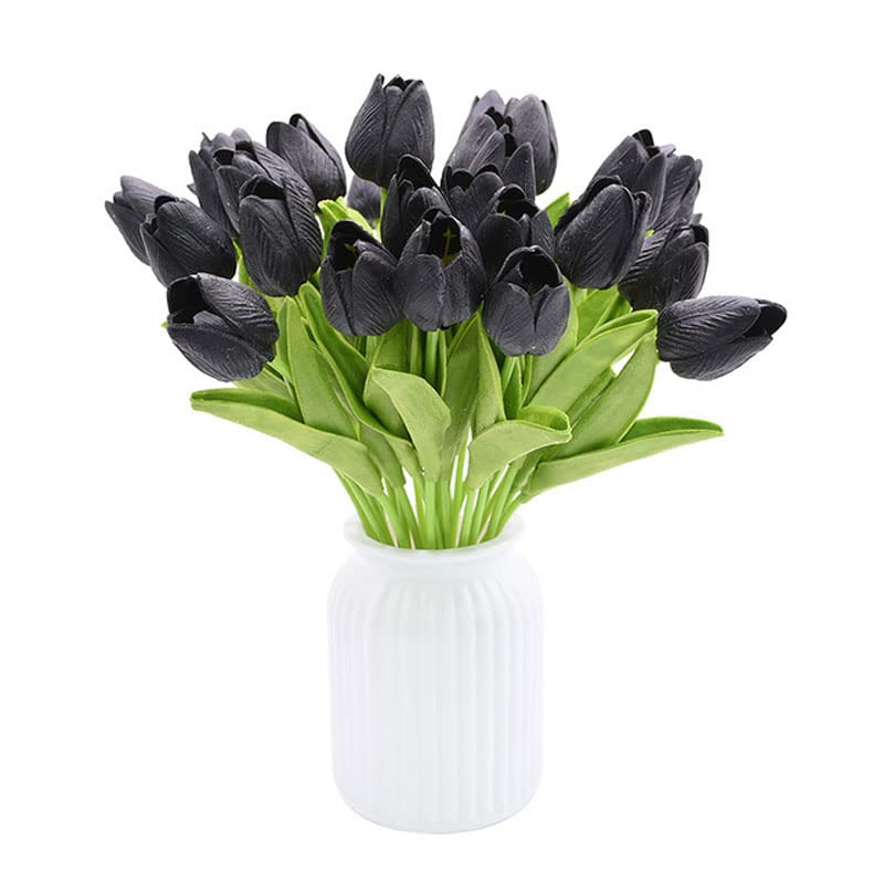 CHICIEVE 30pcs Artificial Tulip Sunset Flowers - Real Touch Holland PU Fake Tulip Bouquet, 13.5