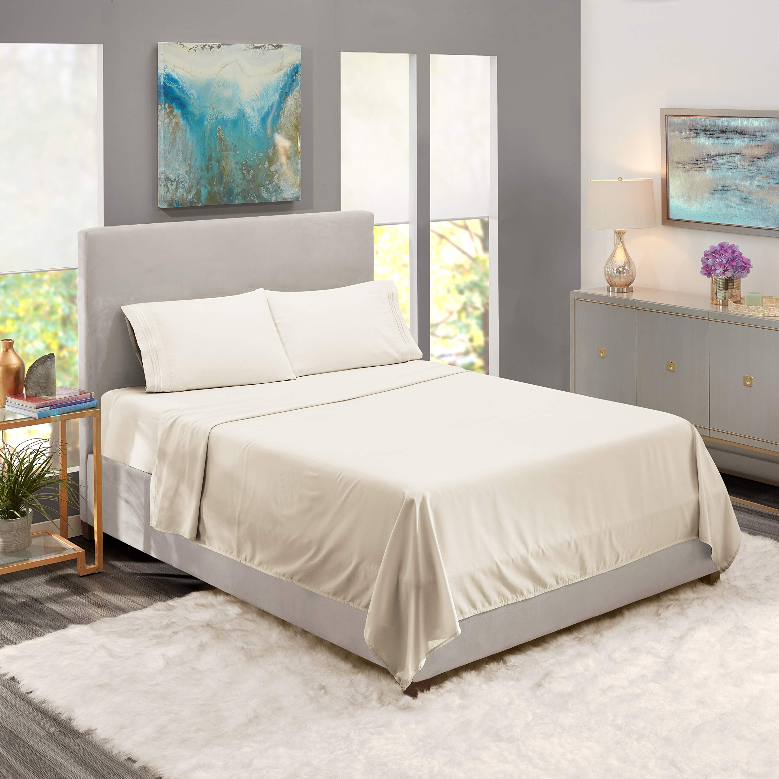 Nestl Bed in a Bag - Ultra Soft Down Alternative Comforter & Sheet Set - Queen Size 4-Piece - Chocolate Brown - Perfect for Guest Rooms, Dorms & Cozy Bedroom Makeovers