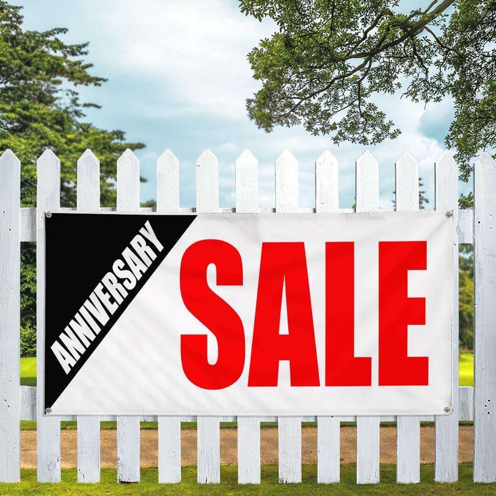Custom Vinyl Banner 48x96 Inches - Weatherproof Outdoor Business Sign with 8 Grommets for Anniversary Sales, Yard Signs & Industrial Use | Multiple Sizes Available in Red & White