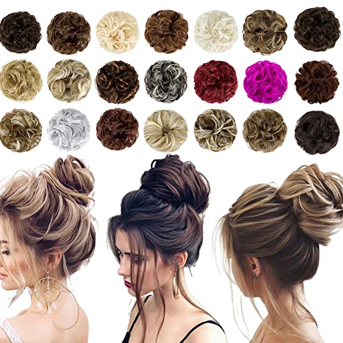 Messy Bun Hair Piece for Women - Thick Updo Scrunchies Hair Extensions Ponytail Accessories (Ash Blonde) - Perfect for Workouts, Yoga, and Everyday Stylish Looks