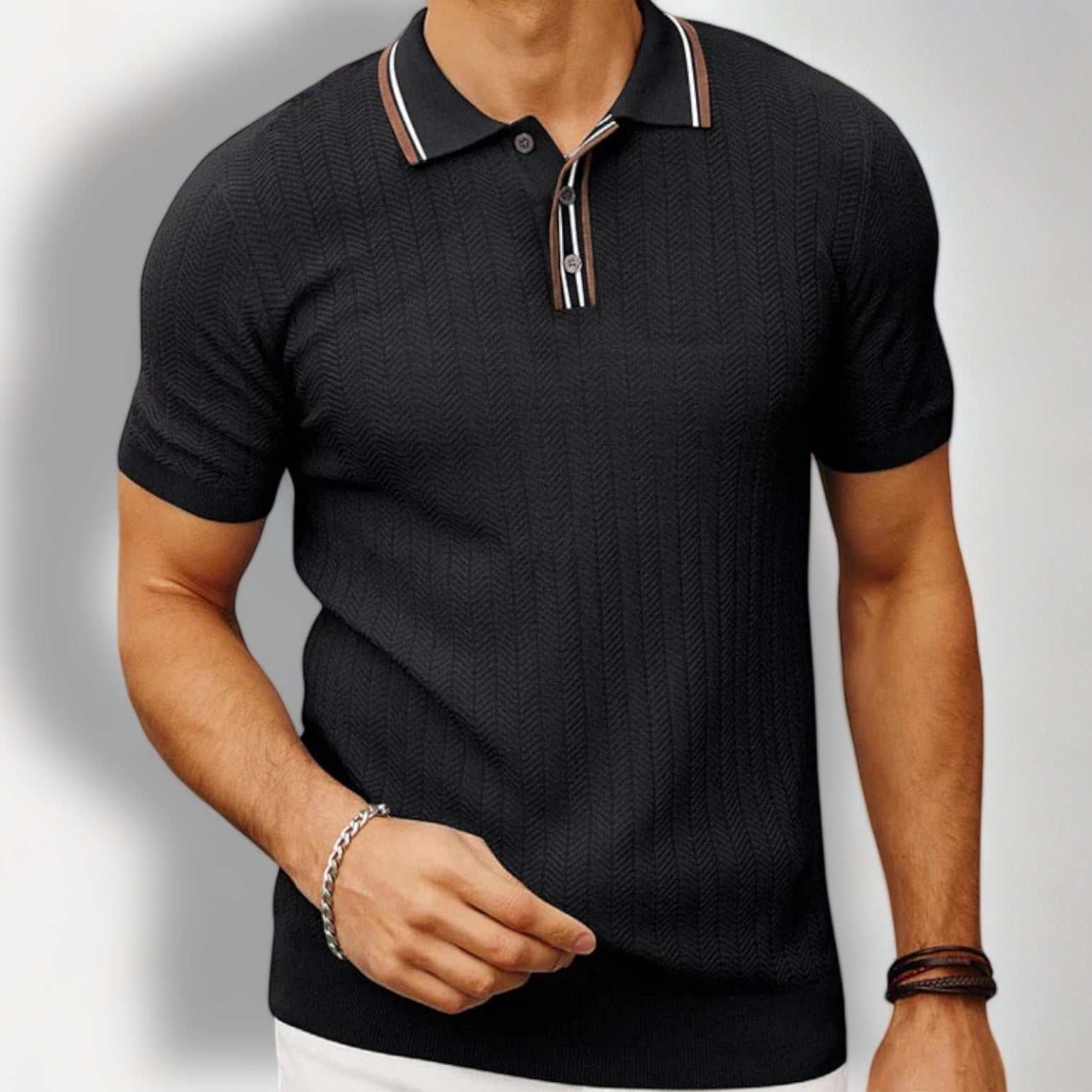 Breathable Summer Knit Polo Shirt for Men - Casual Comfort Fit Cotton Top for Outdoor Activities & Office Wear
