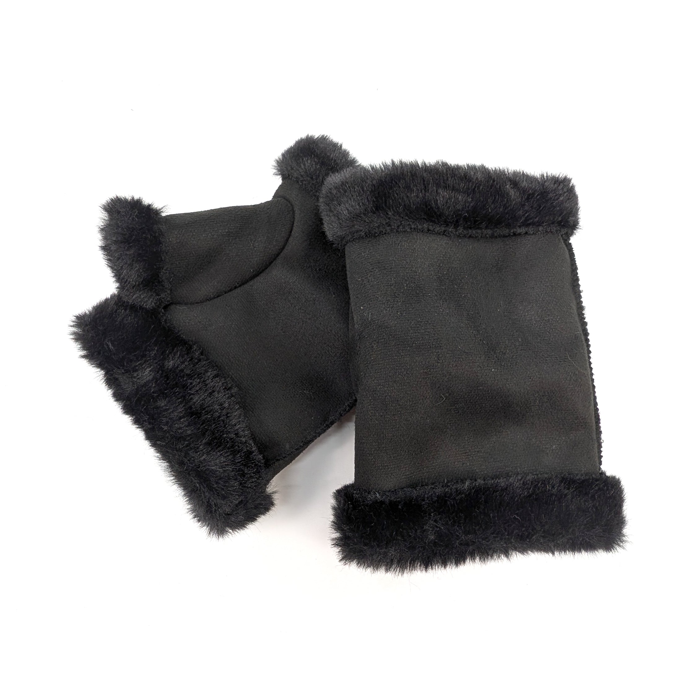 Sheepskin Fingerless Gloves for Women & Men - Soft Winter Warm Gloves, Touchscreen Compatible - Perfect for Driving, Typing & Outdoor Activities (Black)