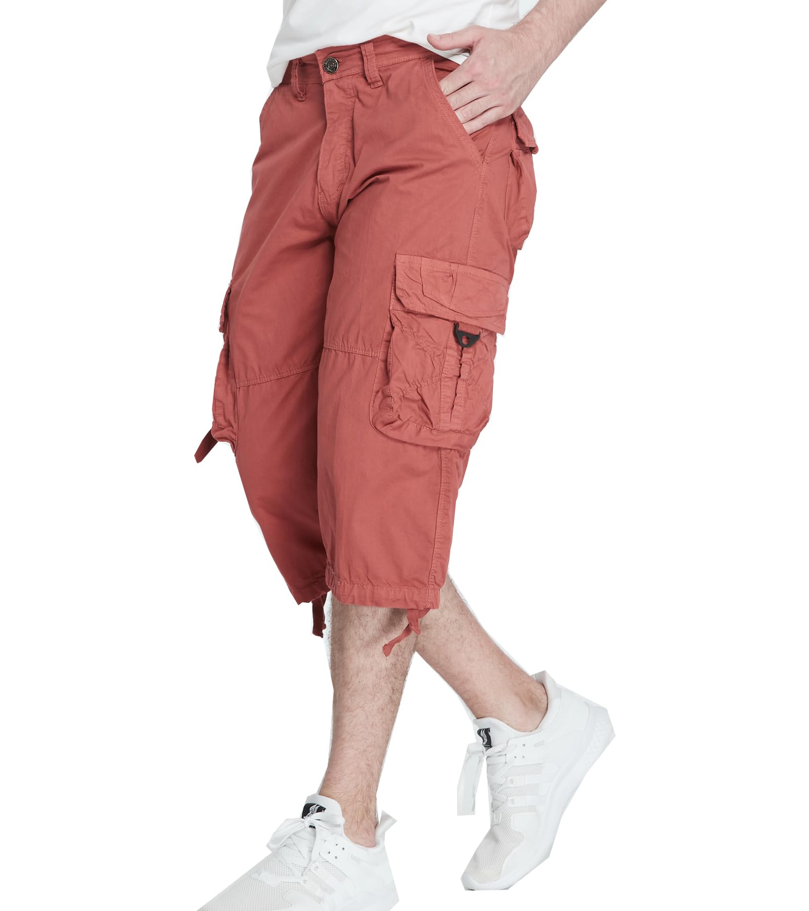 Men's 3/4 Length Cargo Shorts - Below The Knee Stretch Comfort Fit Outdoor Hiking & Summer Casual Wear