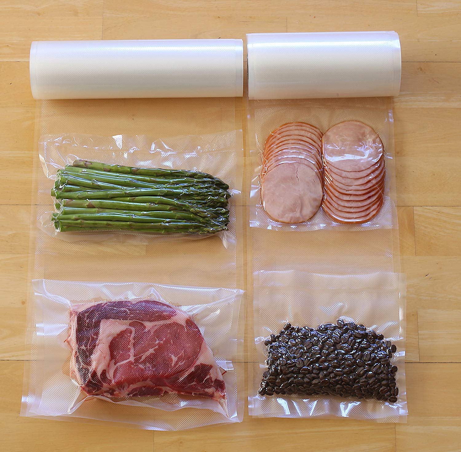 Premium Vacuum Seal Bags - 25x500cm (9.84x196.85in) Food Grade PA Material Vacuum Sealer Storage Bags | Multi-Layer Construction for Airtight Food Preservation | Ideal for Sous Vide, Meal Prep & Long-Term Food Storage