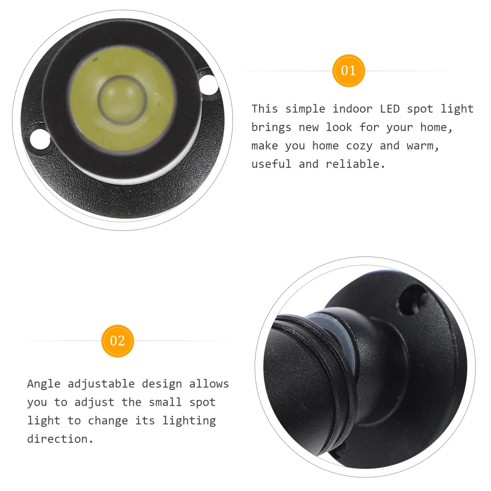 1W LED Mini Spotlight - Black Surface Mount for Art & Painting Display - Indoor Showcase & Under Cabinet Lighting