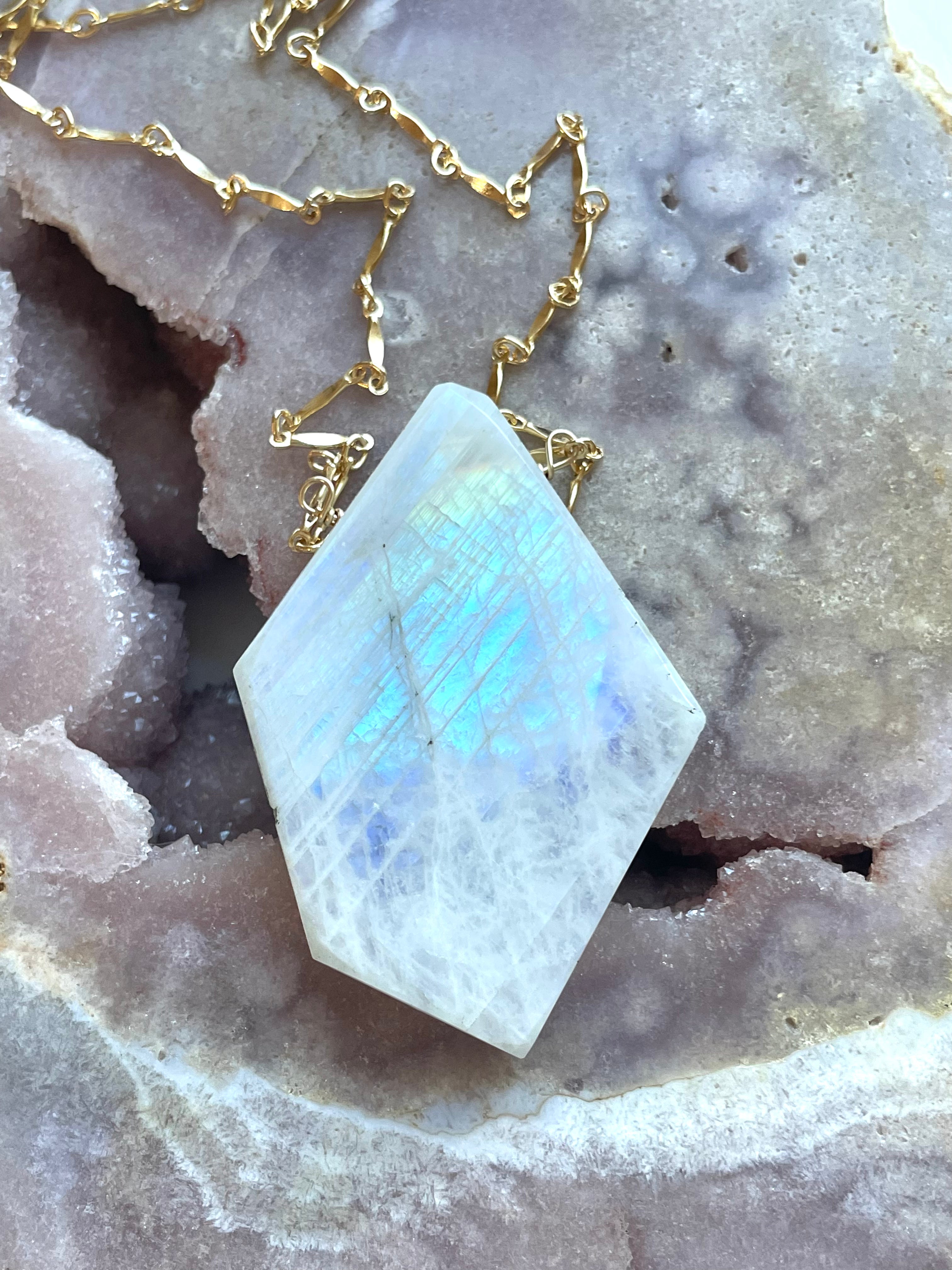 Moonstone Pendant Statement Necklace - 14K Gold Filled Boho Jewelry for Women | Perfect for Weddings, Parties & Everyday Wear