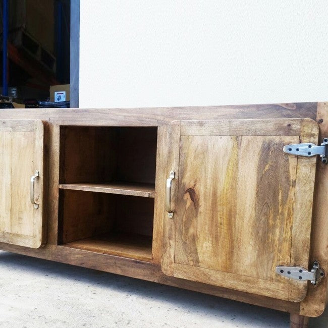 Solid Wood Rolling Coffee Table with Storage - Modern Rectangle Fridge Door Side Table on Wheels for Living Room, Bedroom & Office