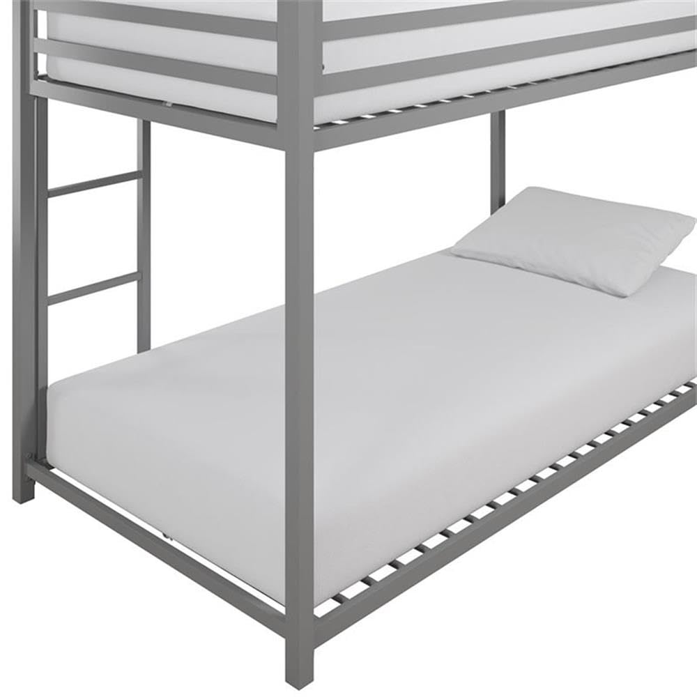 Rosebery Kids Twin Over Twin Metal Bunk Bed - Silver Finish | Space-Saving Bed for Siblings & Sleepovers | Perfect for Small Bedrooms & Shared Kids Rooms