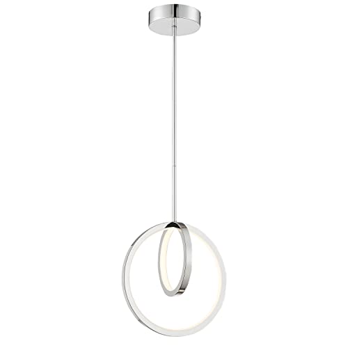 Lite Source LED Pendant Light Fixture - 17W Chrome LED Panel Ceiling Light (LS-19694C) for Modern Kitchen, Dining Room & Office Lighting