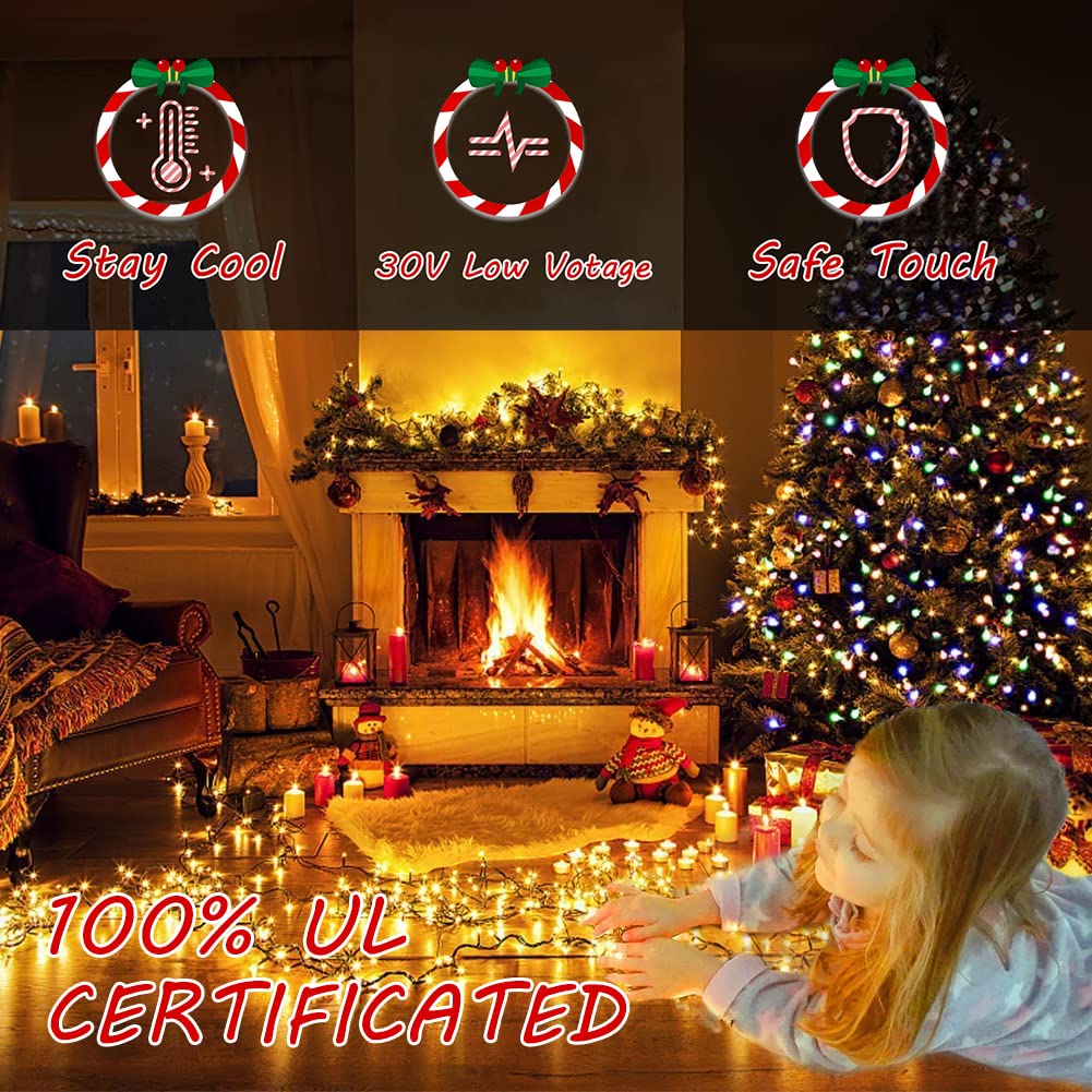 300 LED Christmas Lights Outdoor 105FT - 8 Lighting Modes, End-to-End Connectable, UL Certified Waterproof Fairy String Lights for Xmas Tree Decorations, Garden, Party (Warm White) | Perfect for Holiday Home Decor, Christmas Tree Lighting, and Outdoor Landscape Illumination