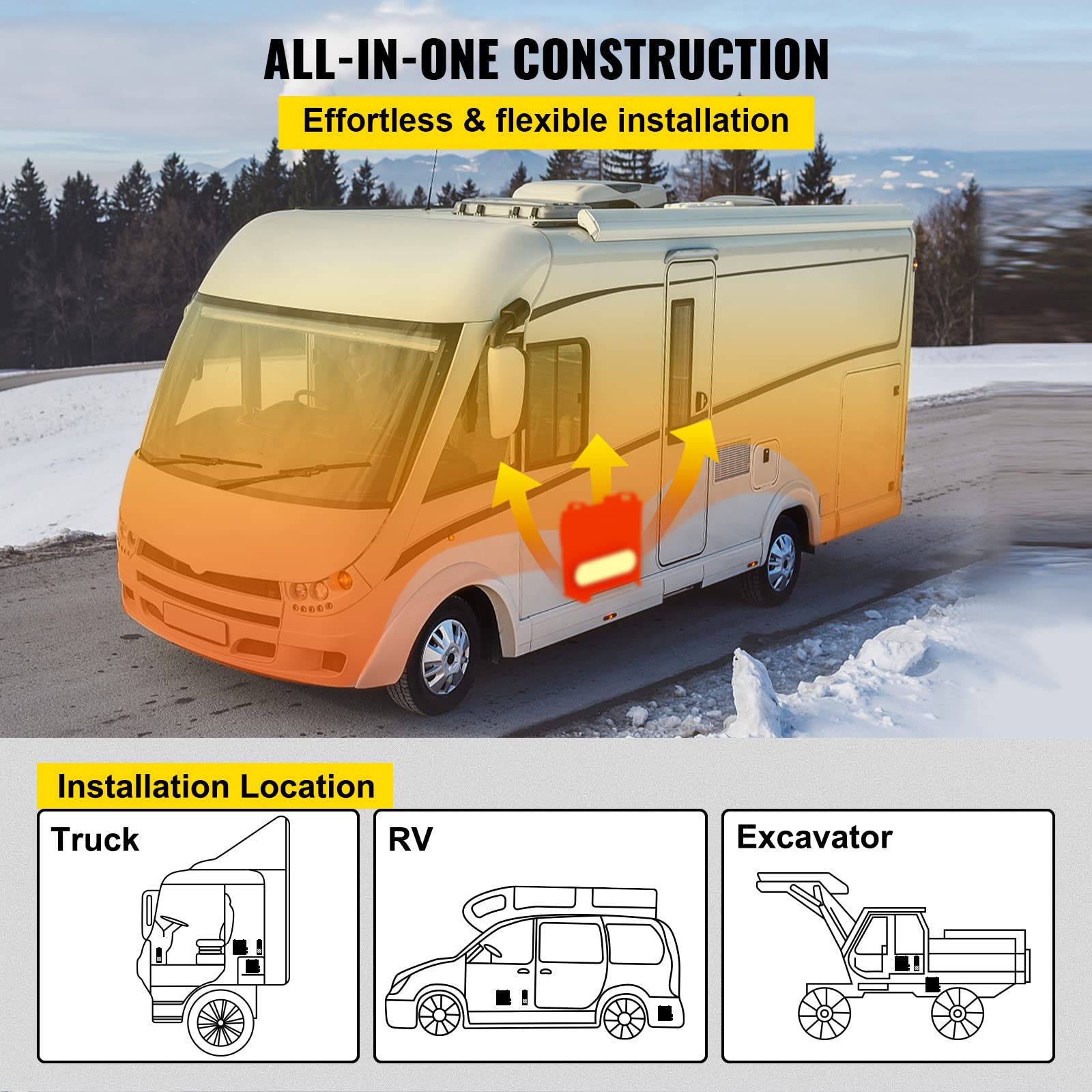 VEVOR 8KW 12V Diesel Air Heater with LCD Display & Remote Control - Fast Heating Compact Parking Heater for Trucks, RVs, Boats, Campers | Perfect for Winter Road Trips & Off-Grid Living