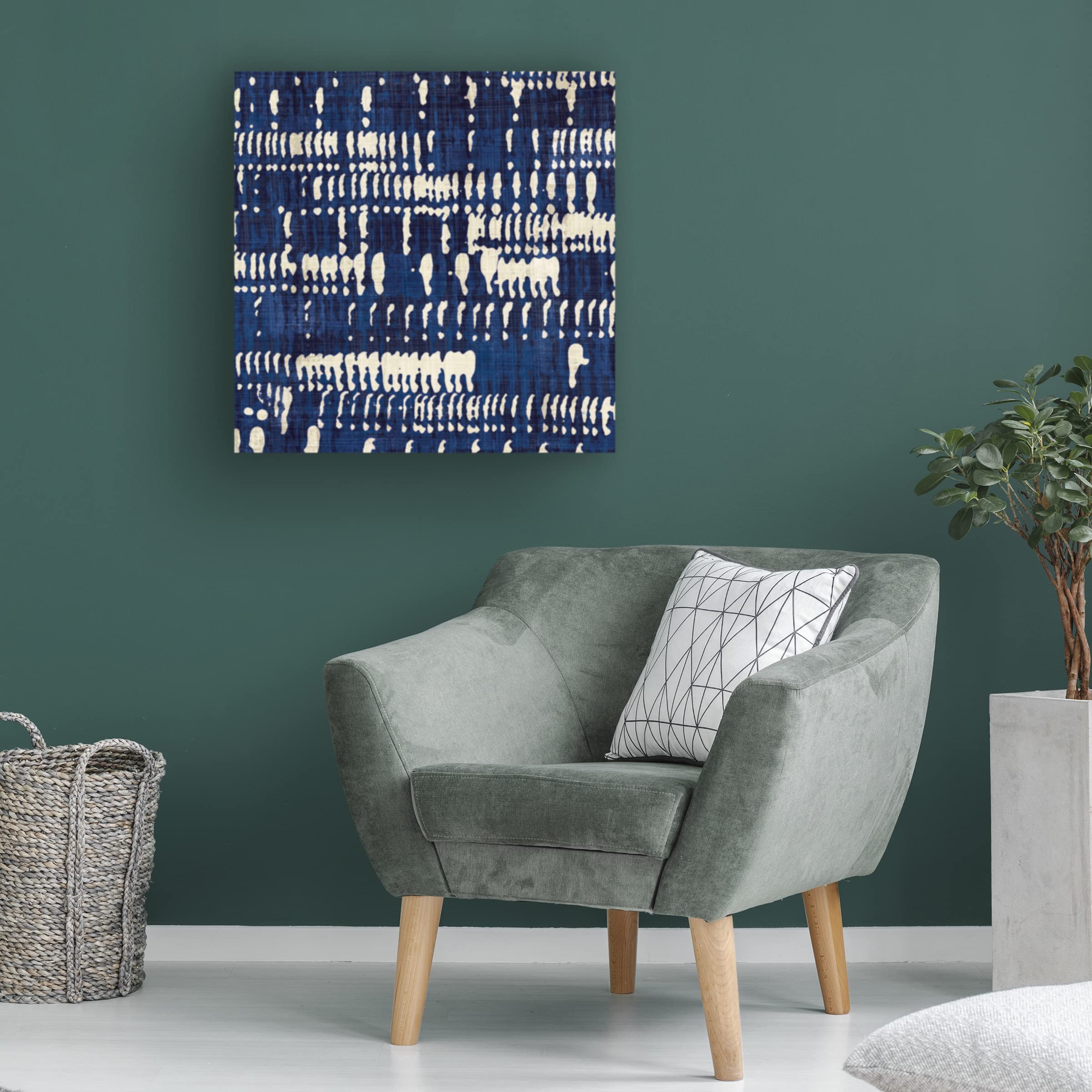 Trademark Fine Art 'Indigo Batik IV' Canvas Wall Art Print by Wild Apple Portfolio - Modern Home Decor for Living Room, Bedroom & Office