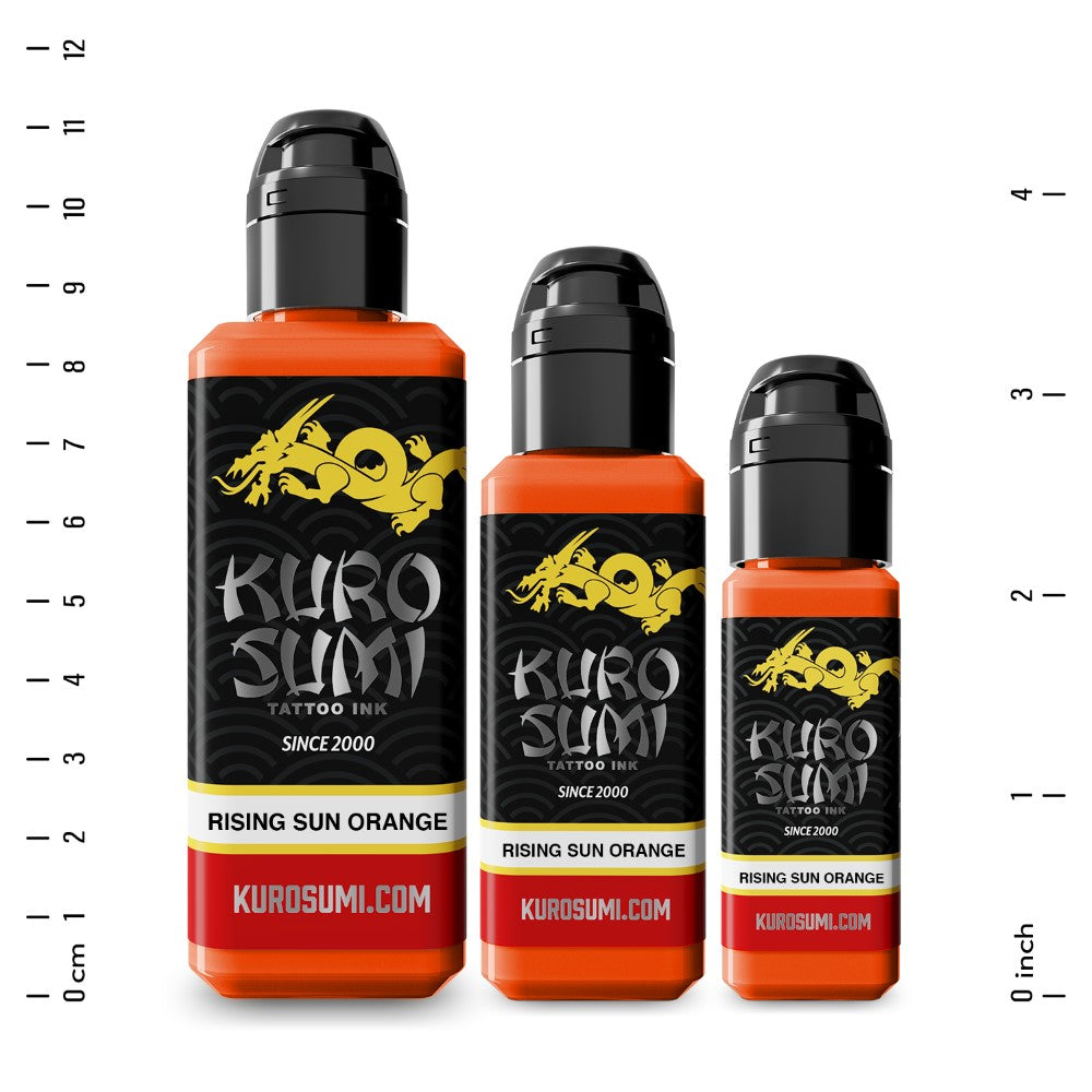 Kuro Sumi Rising Sun Orange Tattoo Ink - High Quality, Vibrant Color for Professional Tattoo Artists - Perfect for Sleeves, Traditional & Japanese Style Tattoos
