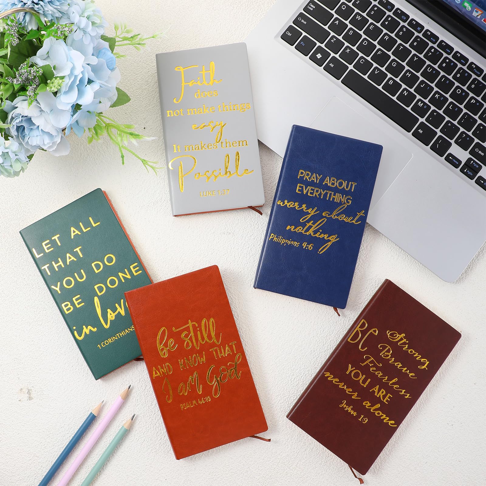 24 Pcs Christian Prayer Journals - Leather Bible Verse Notebooks for Men & Teachers | Church Gifts for Christmas & Worship