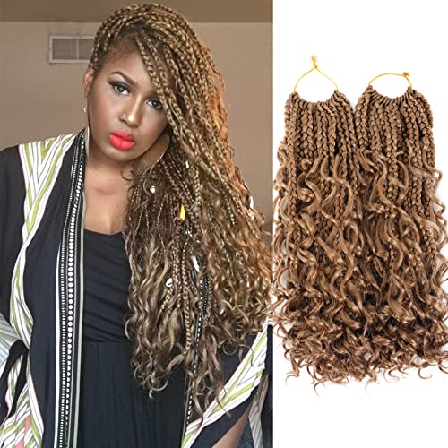 24 Roots Bohemian Box Braids Crochet Hair with Curly Ends - 6 Pack (14 Inch, Color 27) for Goddess Locs & Boho Style | Perfect for Protective Hairstyles, Summer Looks & Festival Fashion