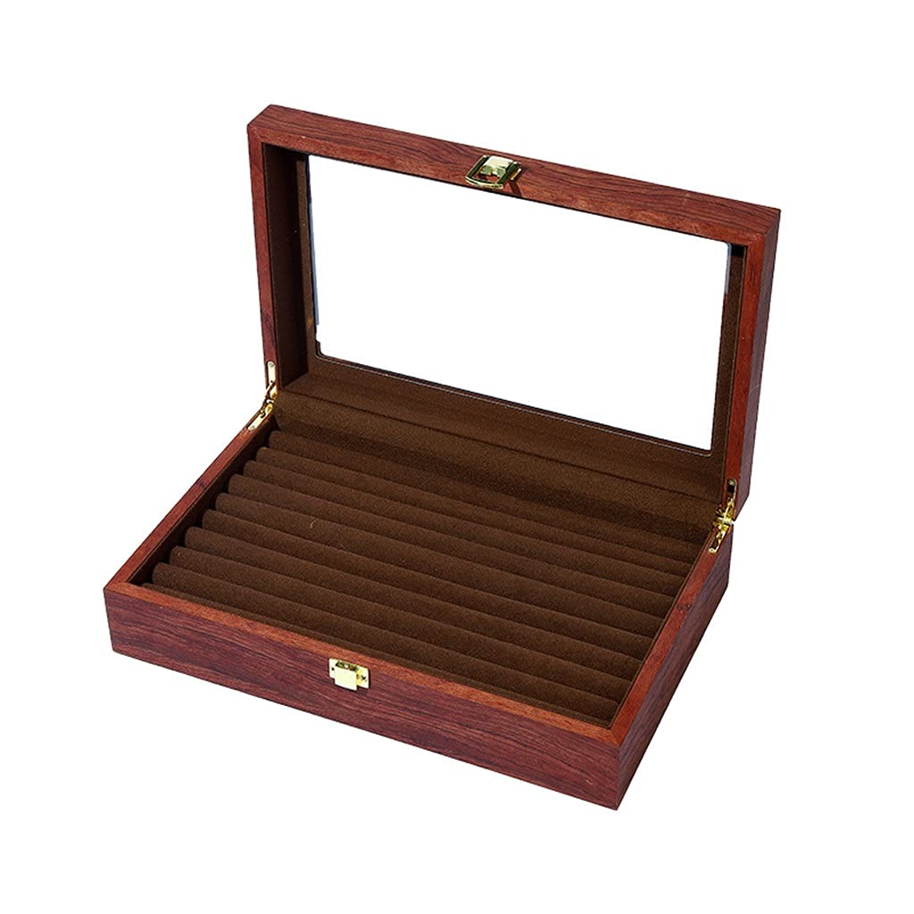 Premium Wooden 9-Layer Velvet Ring Box Tray - Luxury Jewelry Display Case for Engagement Rings, Wedding Bands & Fine Jewelry - Perfect for Bridal Shops, Jewelry Stores & Wedding Proposals