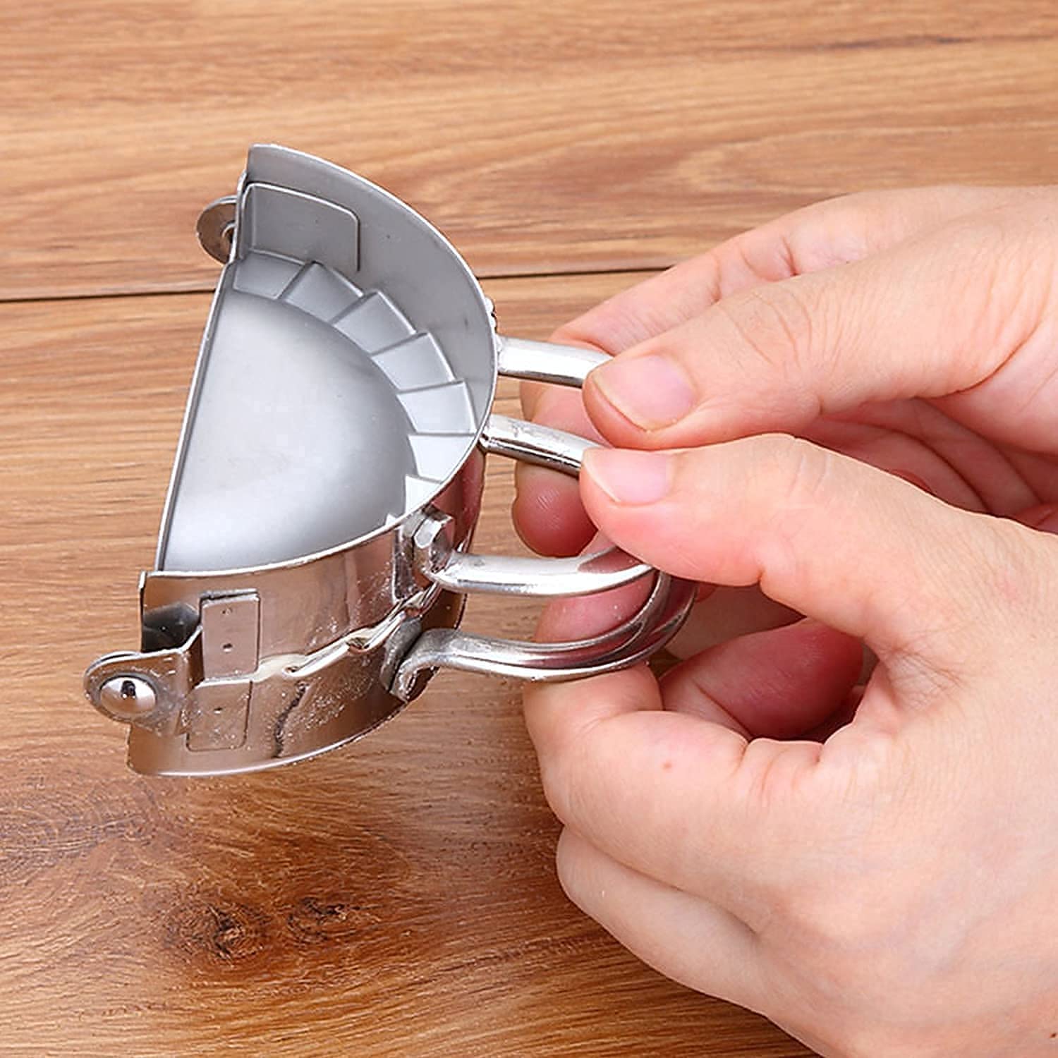 Nexellar Stainless Steel Momos Maker & Dumpling Press - Large Professional Dumpling Mold, Dough Cutter & Wrapper for Homemade Momo, Gyoza, Potstickers | Perfect for Asian Cooking, Meal Prep & Family Kitchen