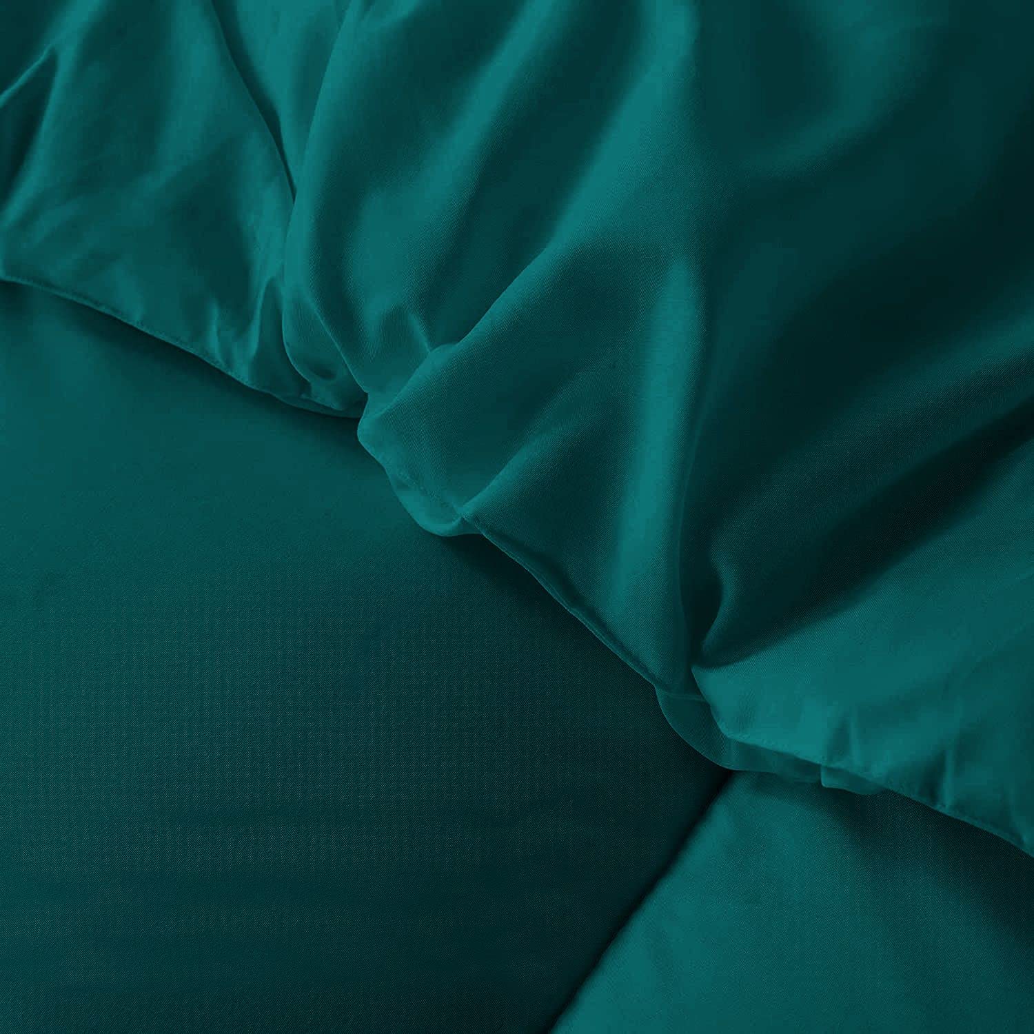 5-Piece Straight Line Pattern Comforter Set - 450 GSM All-Season 1000 Thread Count 100% Egyptian Cotton - Full/Queen Size Teal Blue - Luxury Bedding for Master Bedroom, Guest Room & Dorm
