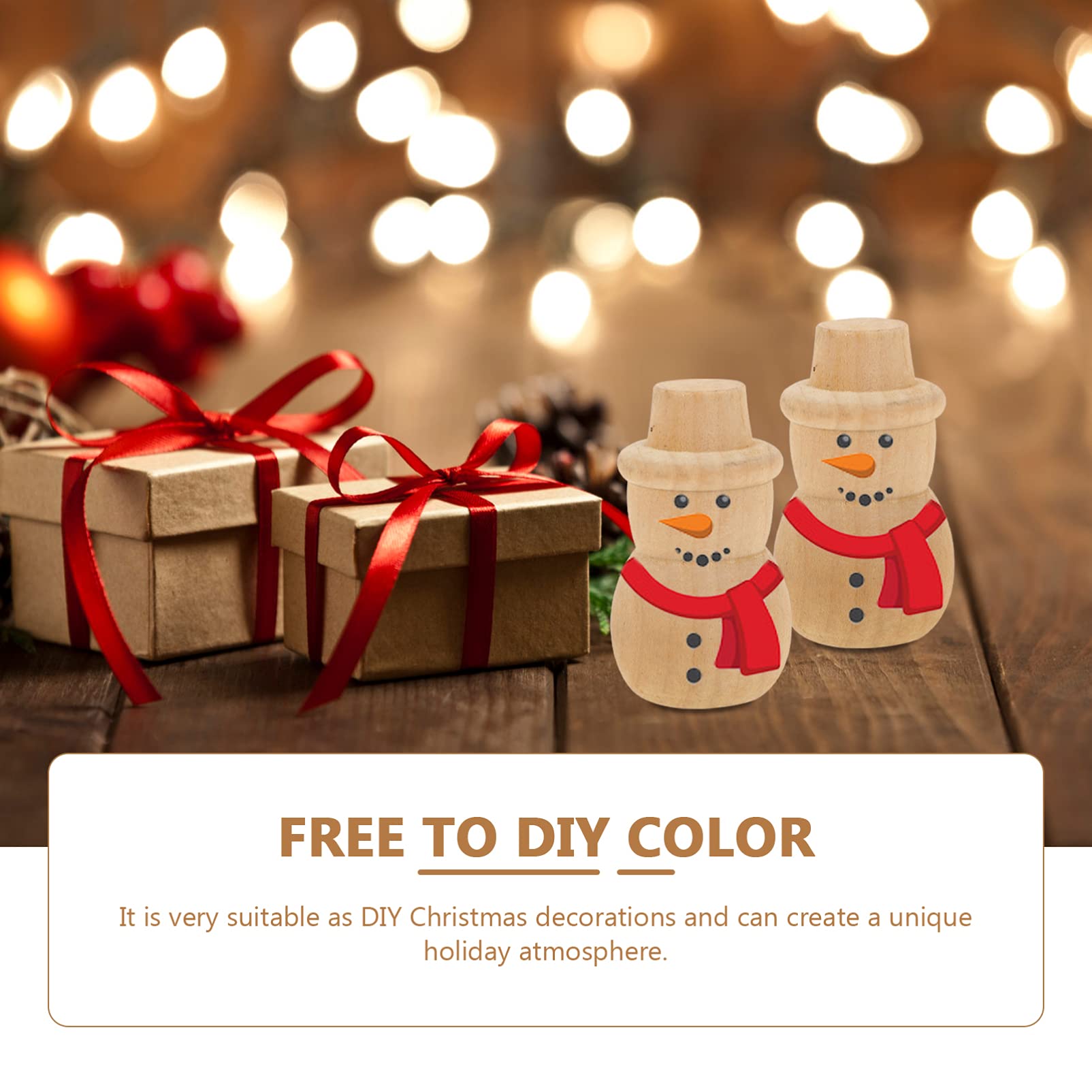 10pcs DIY Wooden Christmas Ornaments - Hand-Painted Snowman Decor for Xmas Tree, Home & Party Decoration - Perfect for Holiday Crafting, Gift Giving & Festive DIY Projects