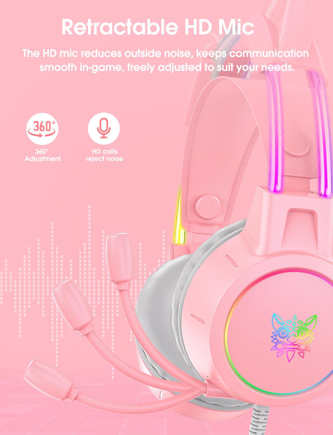 ONIKUMA X15 PRO Cat Ear Gaming Headset with Noise Cancelling Microphone, RGB Lights, Durable Stereo Surround Sound - Perfect for PC, PS4, Xbox, Nintendo Switch & Online Gaming