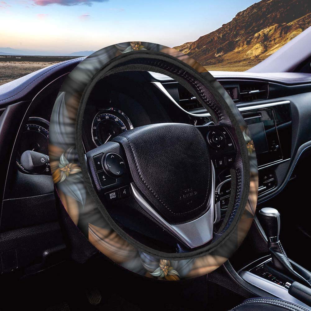 UNICEU 3D Floral Print Universal 15 Inch Steering Wheel Cover - Non-Slip, Sweat-Absorbing, Comfort Grip Fabric Protector for Cars, SUVs & Trucks - Perfect for Summer Driving & Long Road Trips