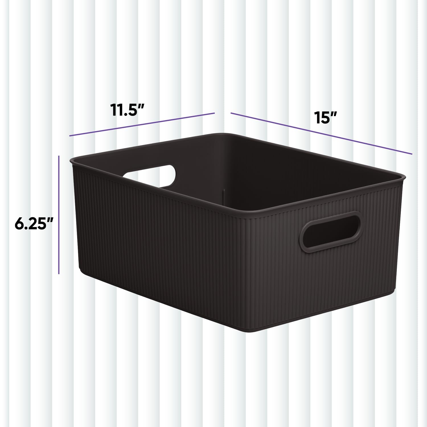 Superior Ribbed Plastic Storage Bins - 15 Liter/16 Quart Decorative Home Organizer Baskets (1 Pack, Brown) for Closet, Shelves, Drawer & Home Organization | Perfect for Bedroom, Bathroom & Office Storage