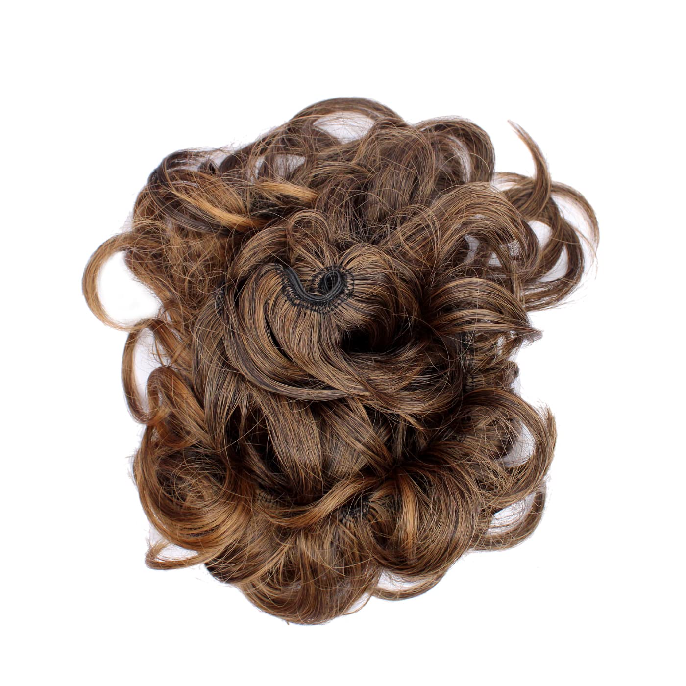 Kabello Messy Curly Hair Clip-in Frill Extension - Instant Hairstyle with Golden Highlights | Perfect for Cosplay, Parties & Everyday Glam