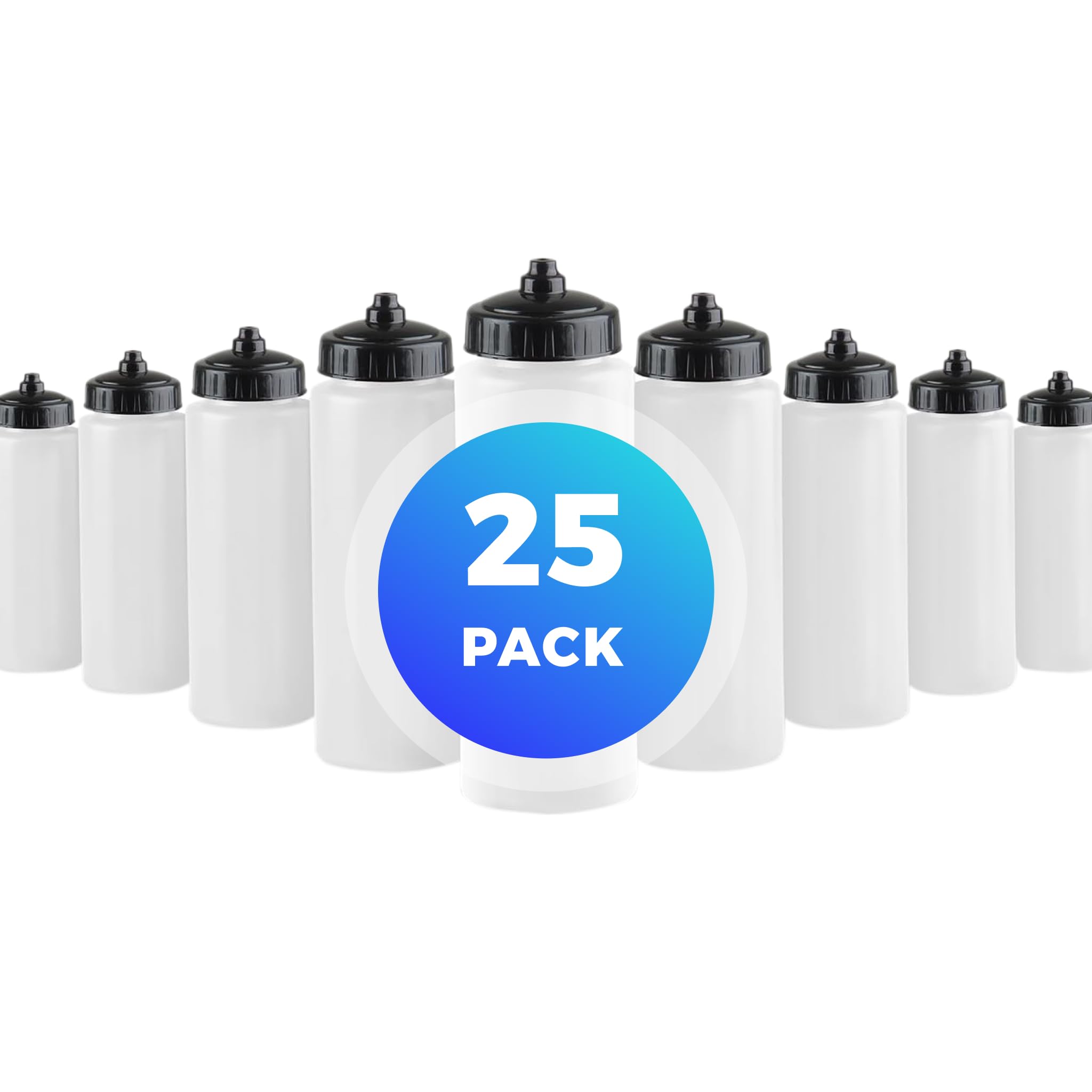 32 oz BPA-Free Sports Water Bottle 25-Pack - Leakproof Squeeze Bottle for Gym, School & Team Sports | Durable Reusable Water Bottles Made in USA by Gary Plastic Packaging | Perfect for Workouts, Hiking & Outdoor Activities