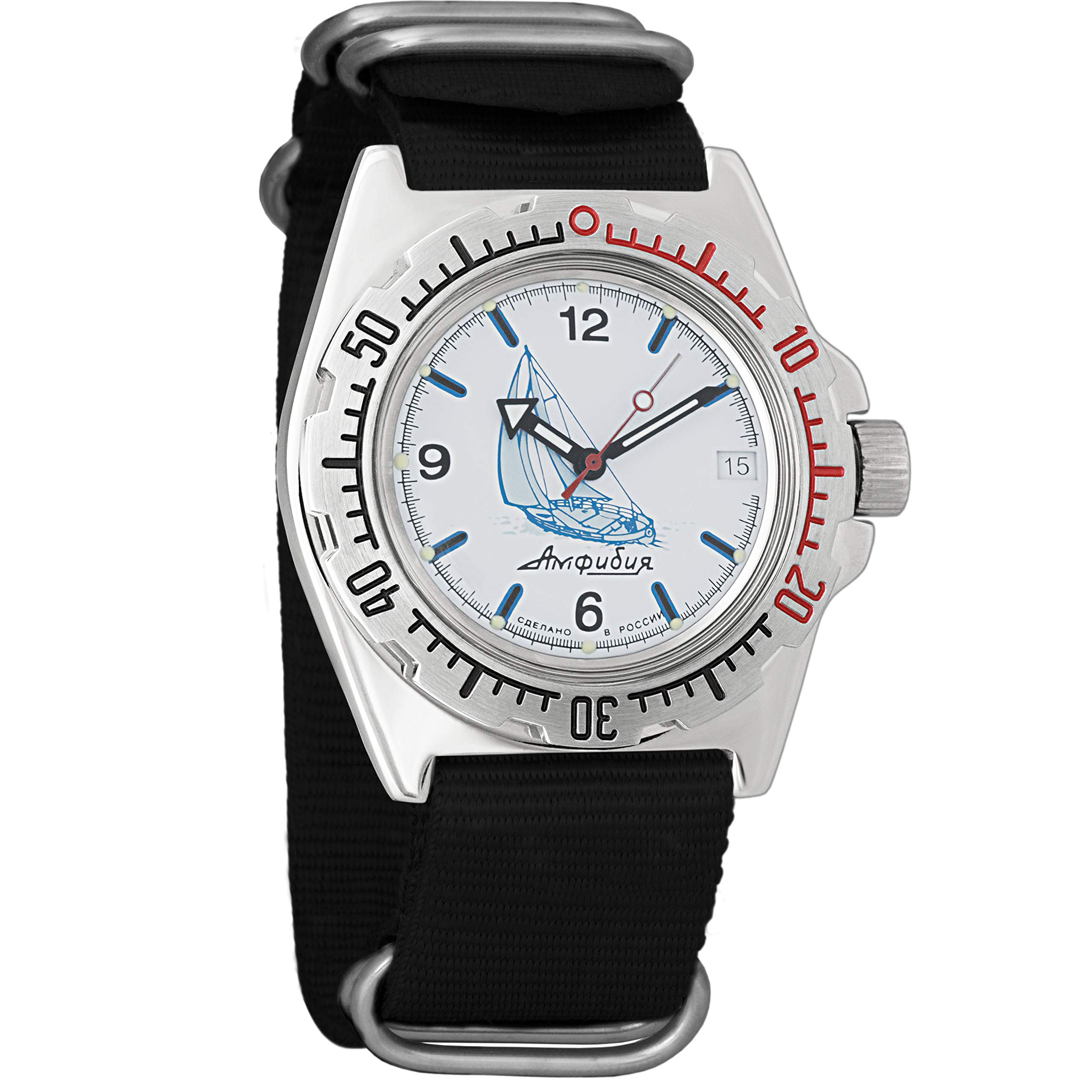 Vostok Amphibian Military Russian Diver Watch for Men - Waterproof Automatic Wristwatch Model 110615 - Perfect for Scuba Diving, Military Use & Outdoor Adventures