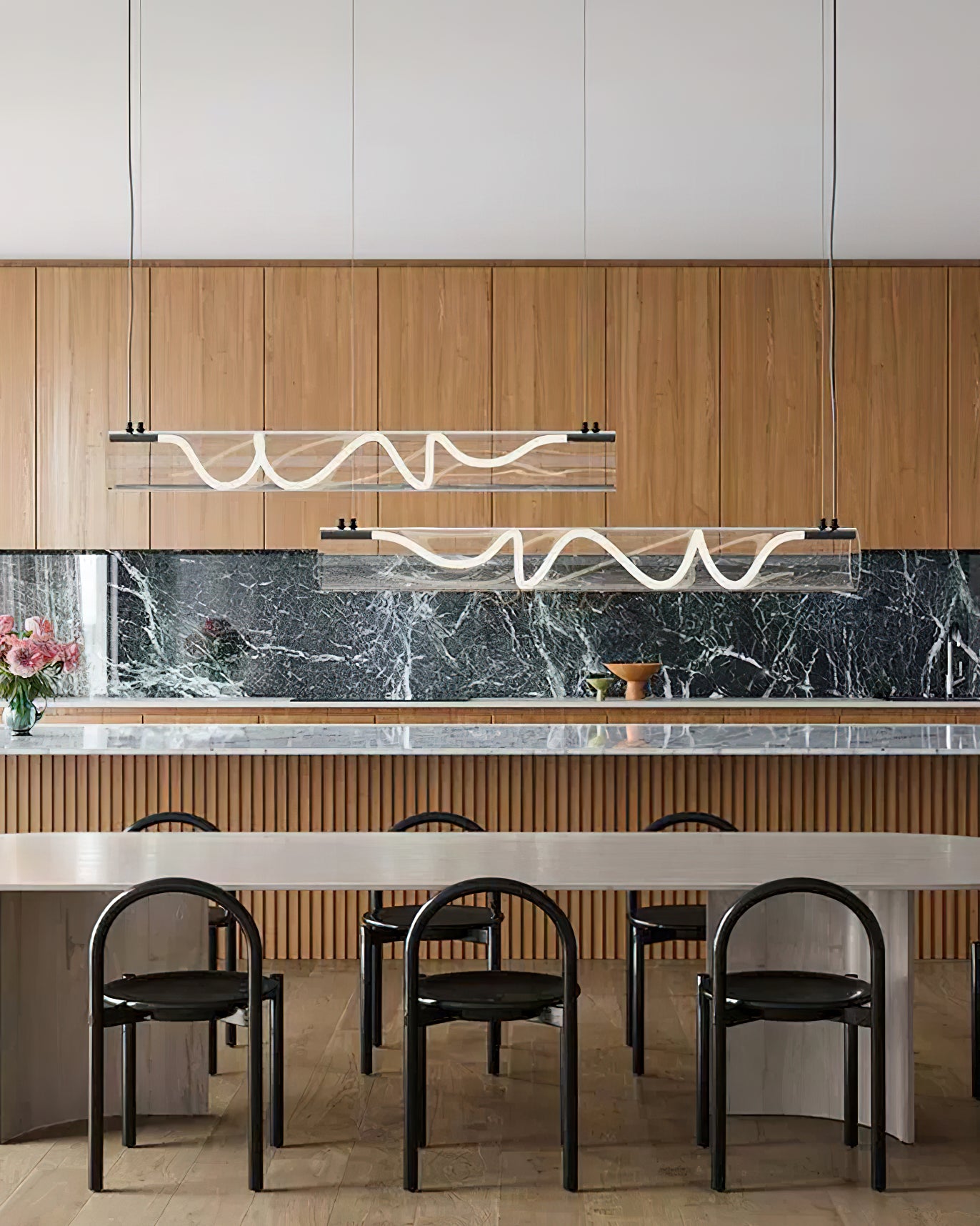 Alexandra Linear Pendant Light - Modern Minimalist Hanging Fixture for Kitchen Island, Dining Room & Bedroom Lighting | Dimmable LED Chandelier for Home Decor