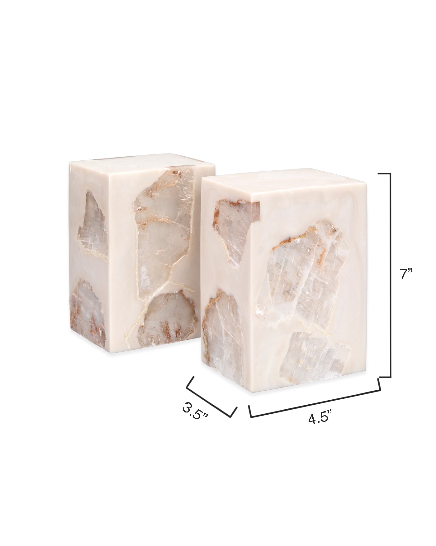 Modern Marble Bookends (Set of 2) - Heavy Duty Cream Stone Book Holder for Shelves - Perfect for Home Office, Library & Bookshelf Organization