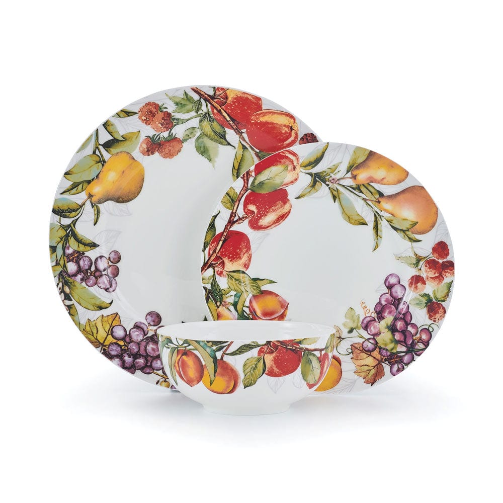 Orchard 12-Piece Dinnerware Set - Porcelain Plates, Bowls & Mugs for 4 People - Elegant Tableware for Everyday Dining, Dinner Parties & Family Gatherings