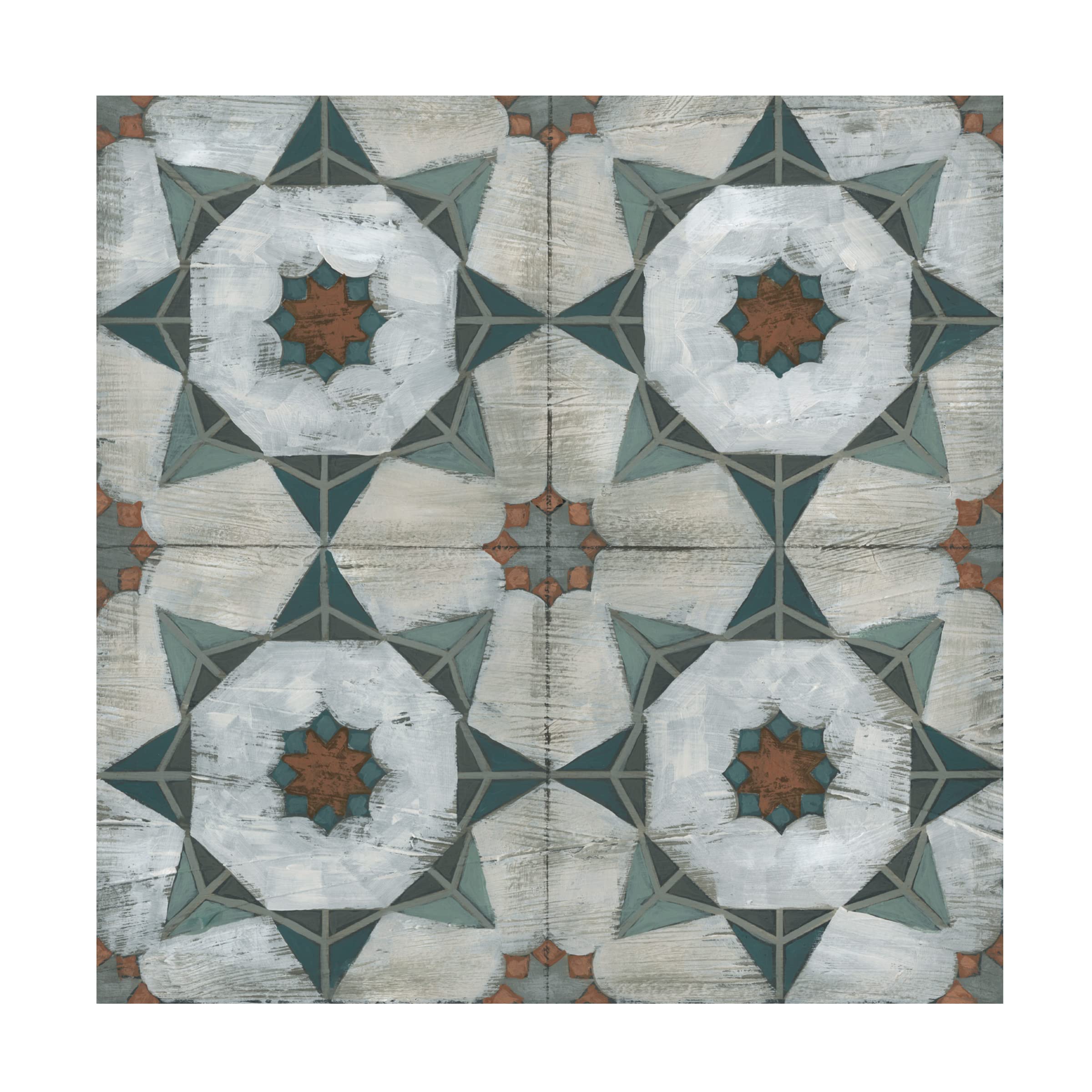 Trademark Fine Art 'Verdigris Tile II' Canvas Wall Art by June Erica Vess - 35x35 Inches, Modern Abstract Painting for Living Room, Bedroom & Office Decor