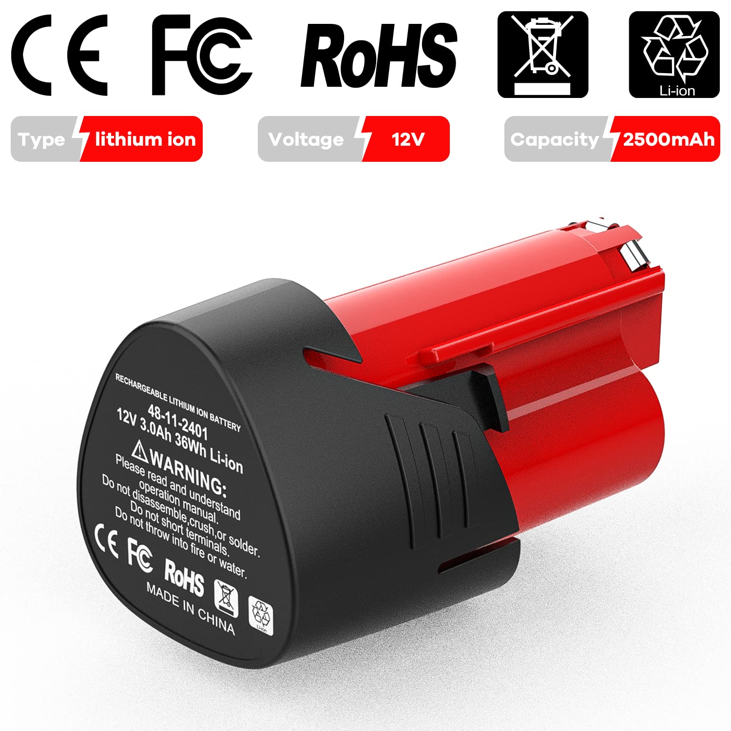 Powilling 4-Pack 3500mAh 12V Lithium Replacement Battery & Rapid Charger Compatible with Milwaukee M12 Tools - Perfect for Drills, Saws, and Power Tools in Construction & DIY Projects