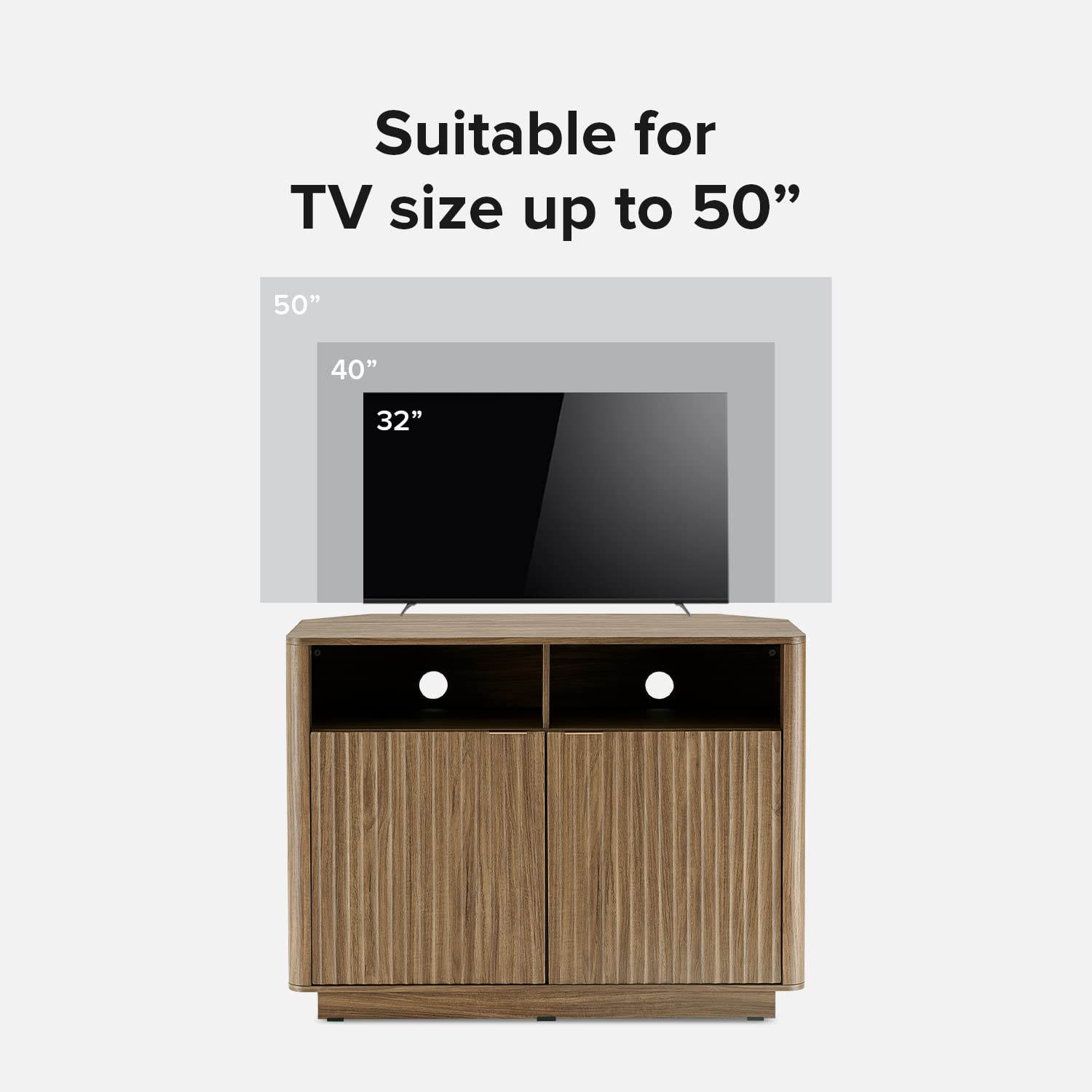 Mid Century Modern Brooklyn Corner Storage Cabinet - Buffet & Entertainment Center with Doors & Shelves, Media Cabinet for 55 Inch TV Stand - Perfect for Living Room, Home Theater & Small Space Organization