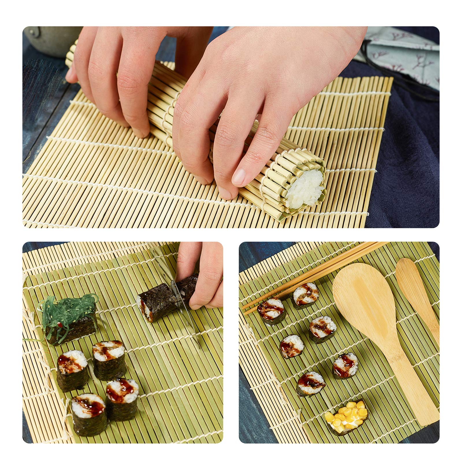ISSEVE Sushi Making Kit - Complete DIY Sushi Roller with Bamboo Mats, Chopsticks, Paddle & Knife | Perfect for Home Chefs & Japanese Cuisine Lovers | Great for Parties, Date Nights & Family Cooking Activities